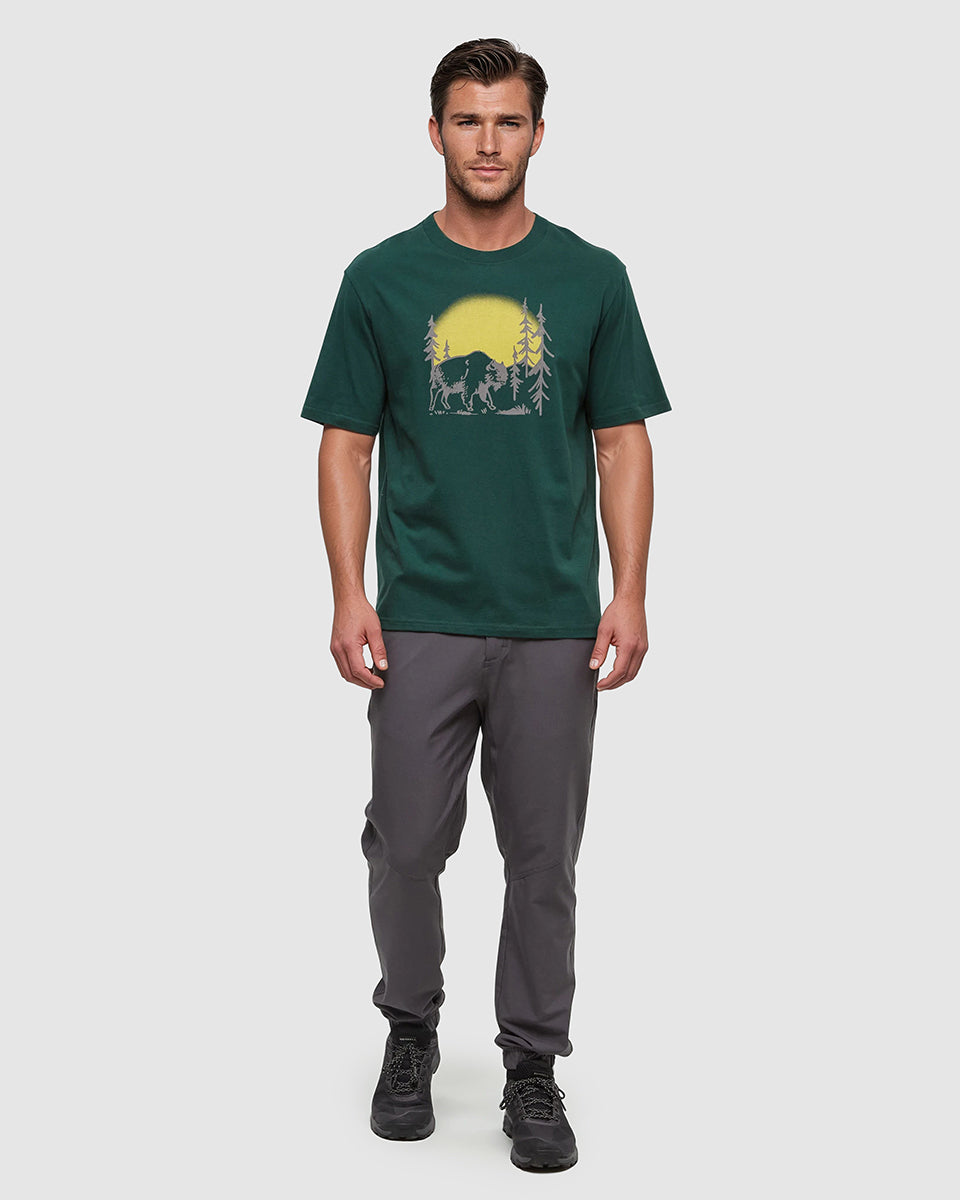 Tentree Men's Regenerative Boreal Bison T-Shirt - Forest Pine Amber Brown