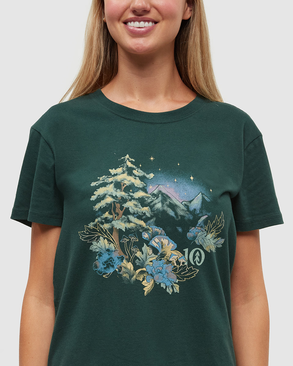 Tentree Women's Regenerative Forest Sprawl T-Shirt - Forest Pine Granite Green