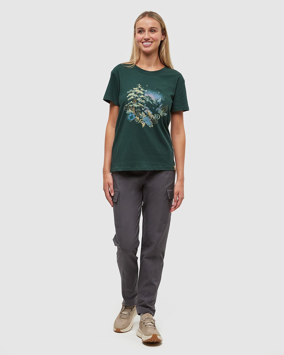 Tentree Women's Regenerative Forest Sprawl T-Shirt - Forest Pine Granite Green