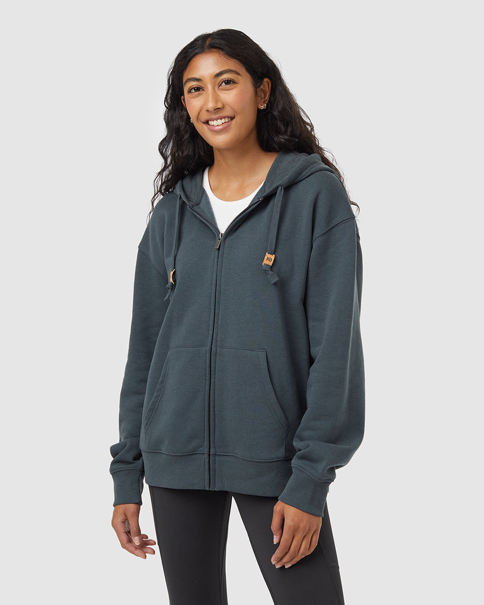 Tentree Women's TreeFleece Relaxed Zip Hoodie - Forest River Green