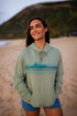 Tentree Women's Wildfire Retro Treeline Relaxed Hoodie - Light Moss Tidal Teal