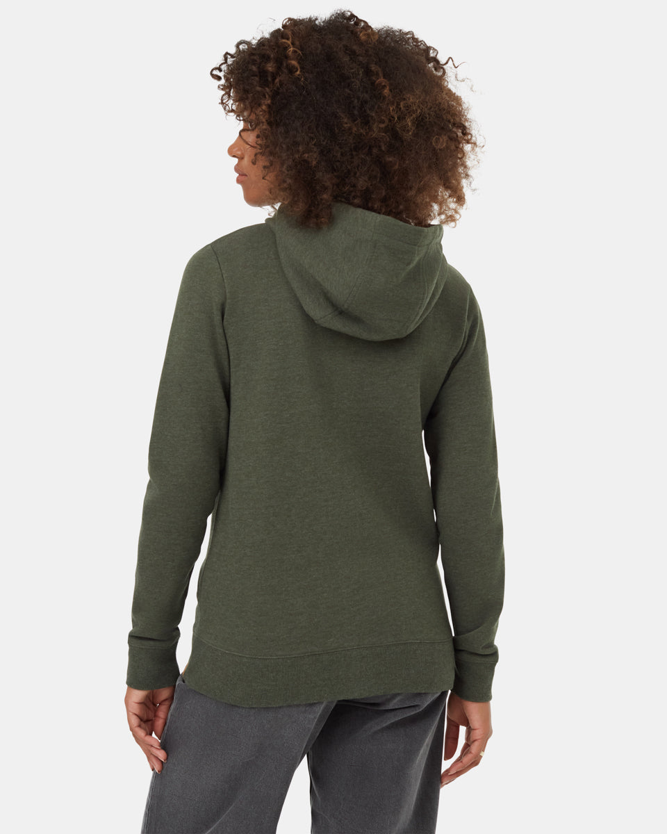 Tentree Women's Juniper Zip Hoodie - Dark Kombu Green Heather White