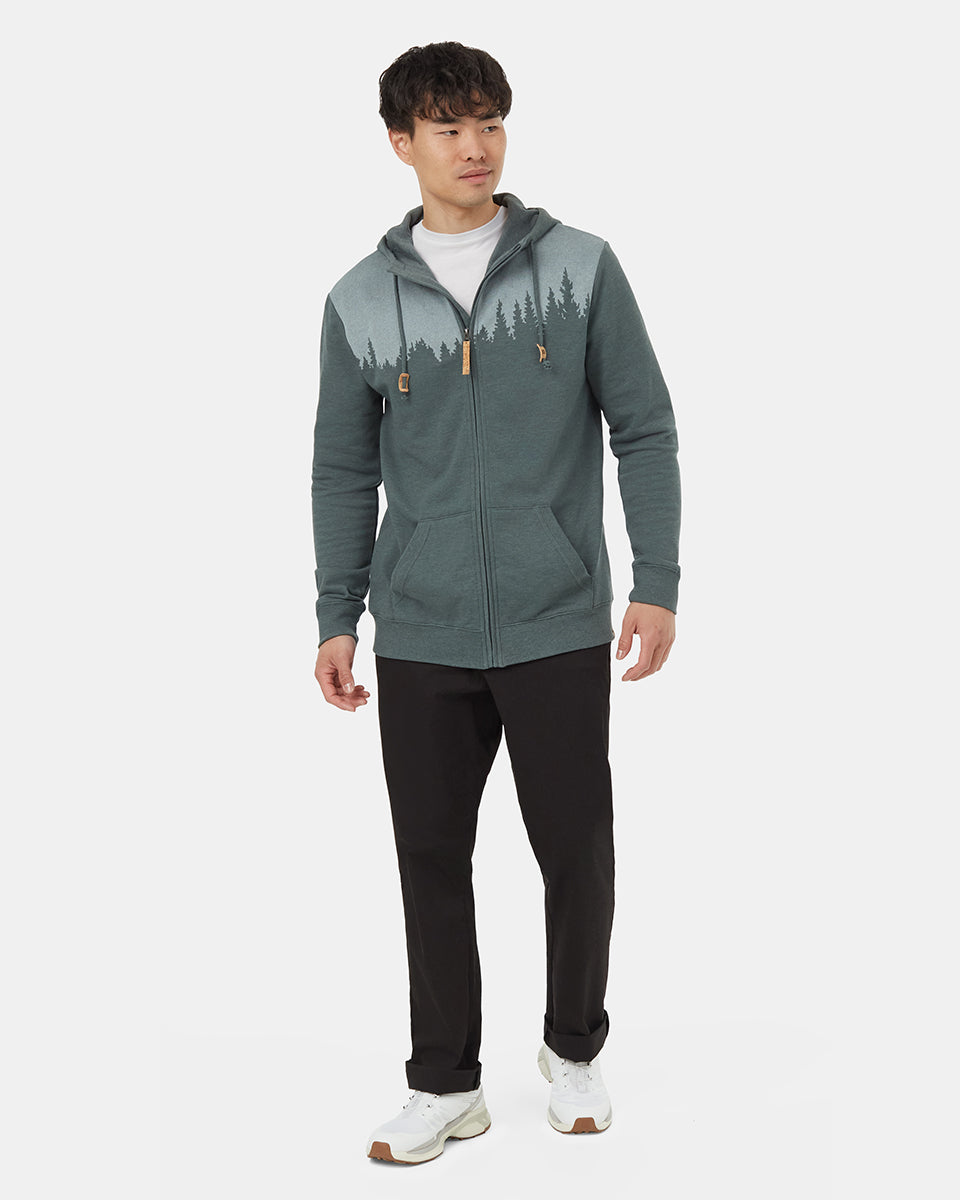 Tentree Men's Juniper Zip Hoodie - Light Urban Green Heather White