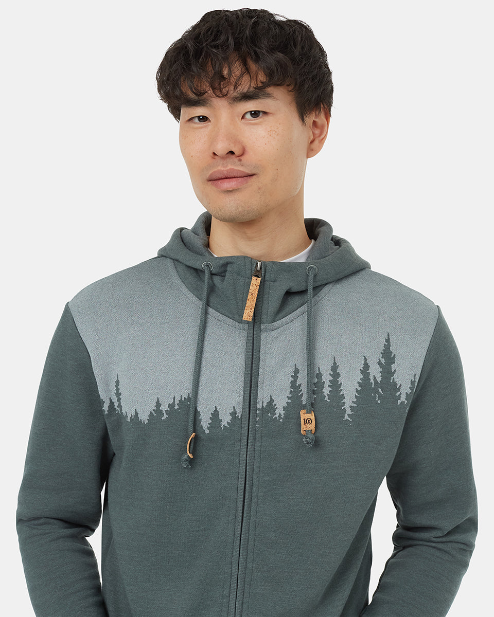 Tentree Men's Juniper Zip Hoodie - Light Urban Green Heather White