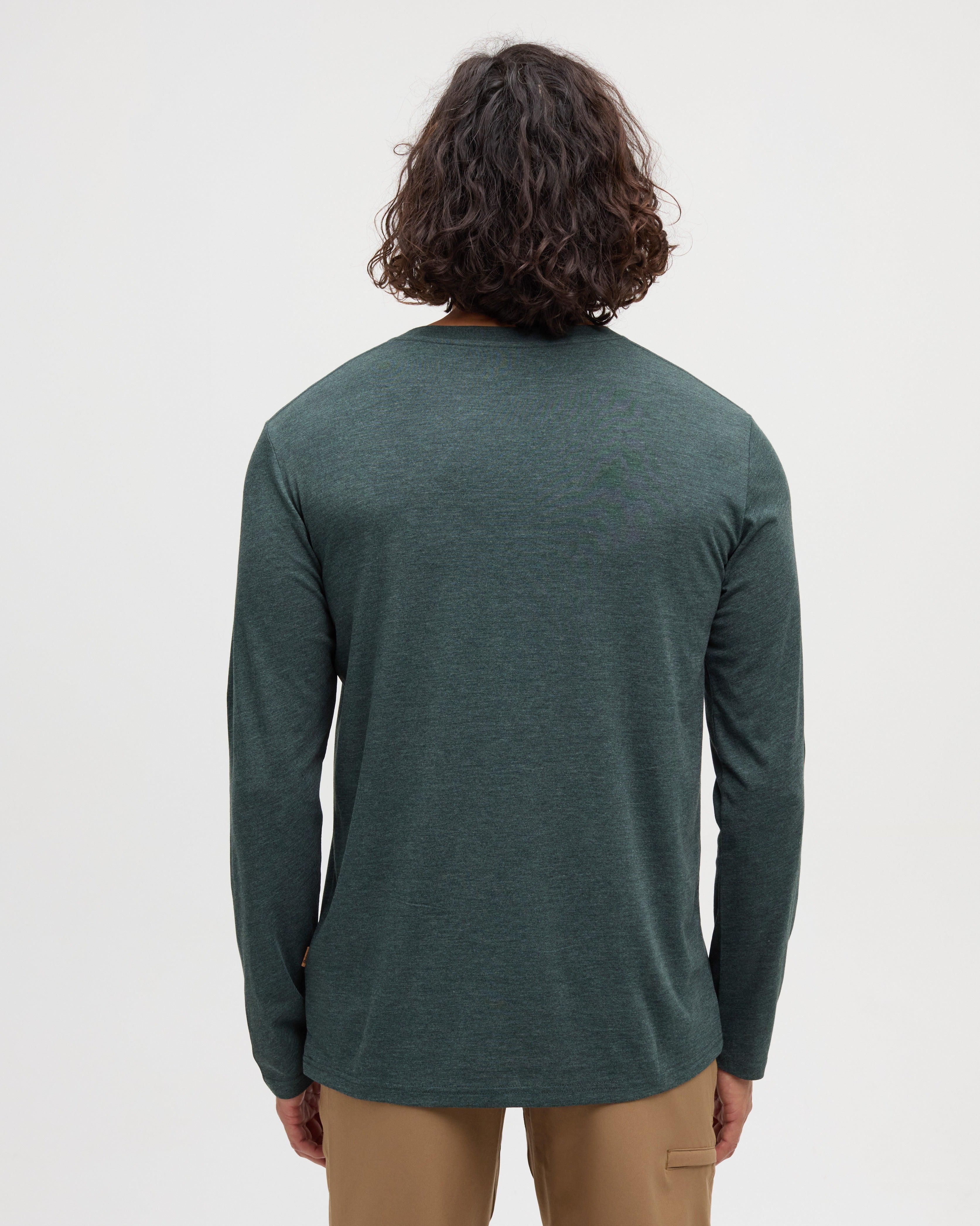 Tentree Men's TreeBlend Baker Longsleeve - Dark Forest Green Heather