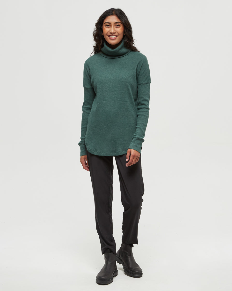 Tentree Women's Highwood Turtleneck - Forest Pine Heather