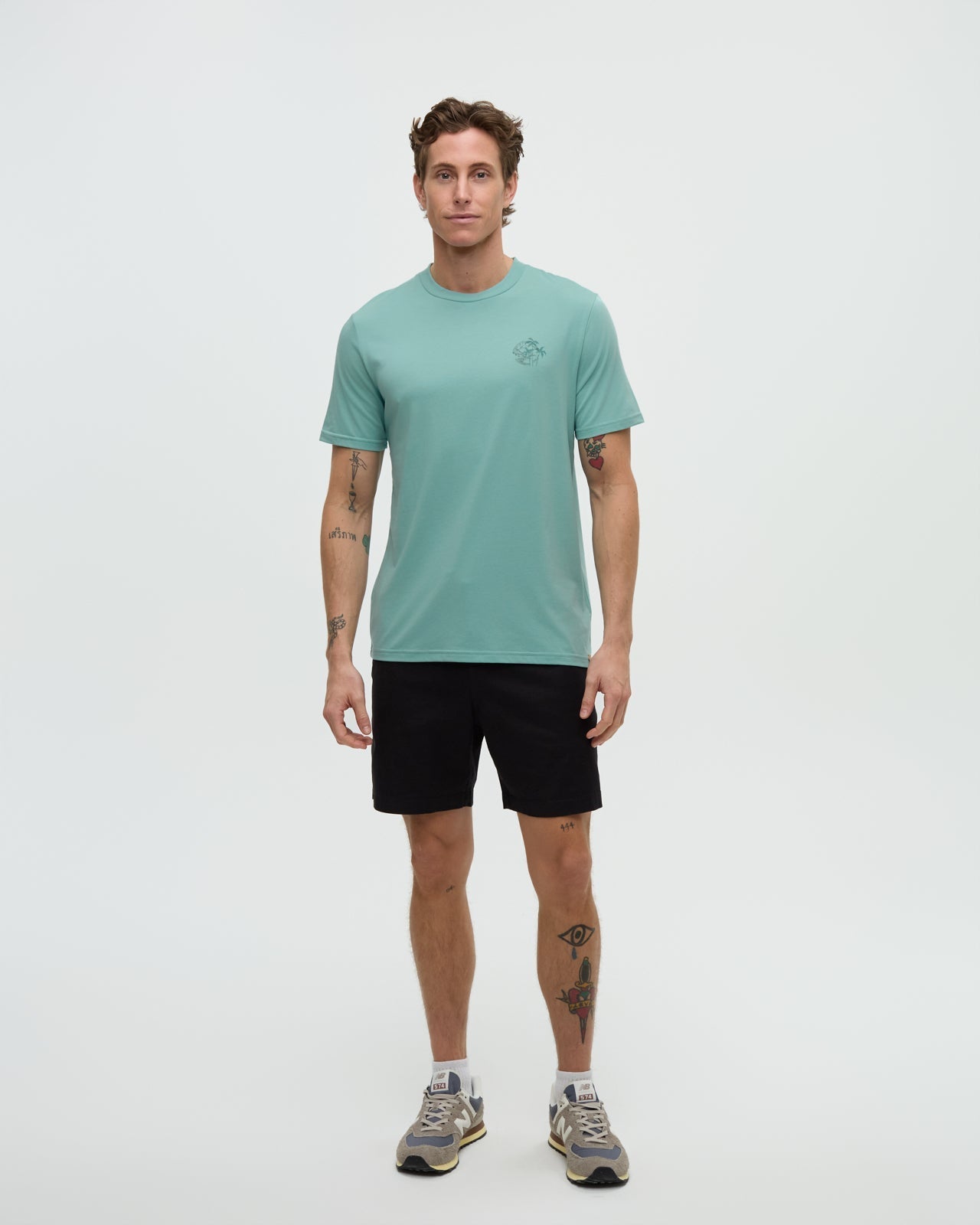 Tentree Men's Haiti Palm Overlay T-Shirt - Turquoise Sky Dark Turquoise