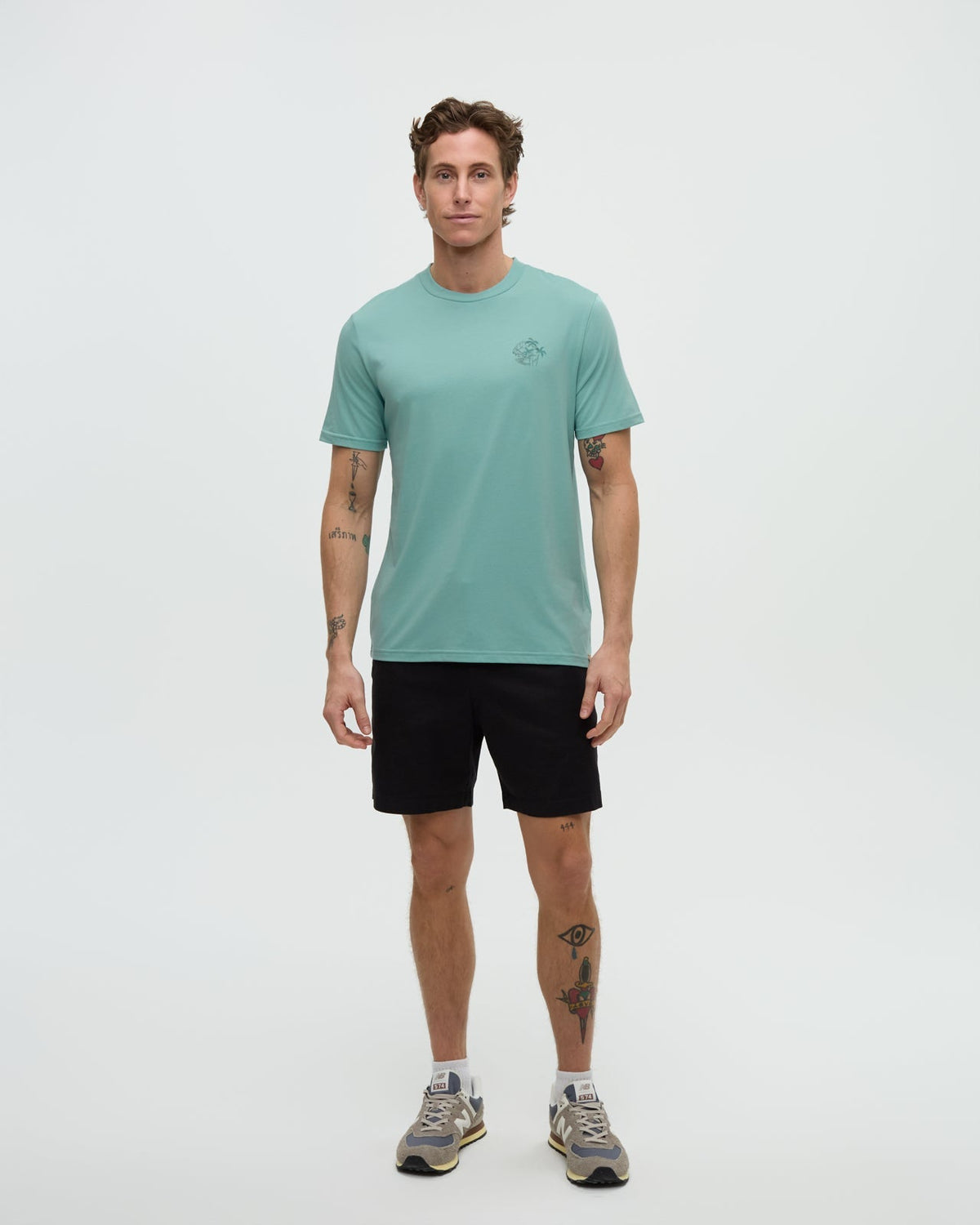 Tentree Men's Haiti Palm Overlay T-Shirt - Turquoise Sky Dark Turquoise