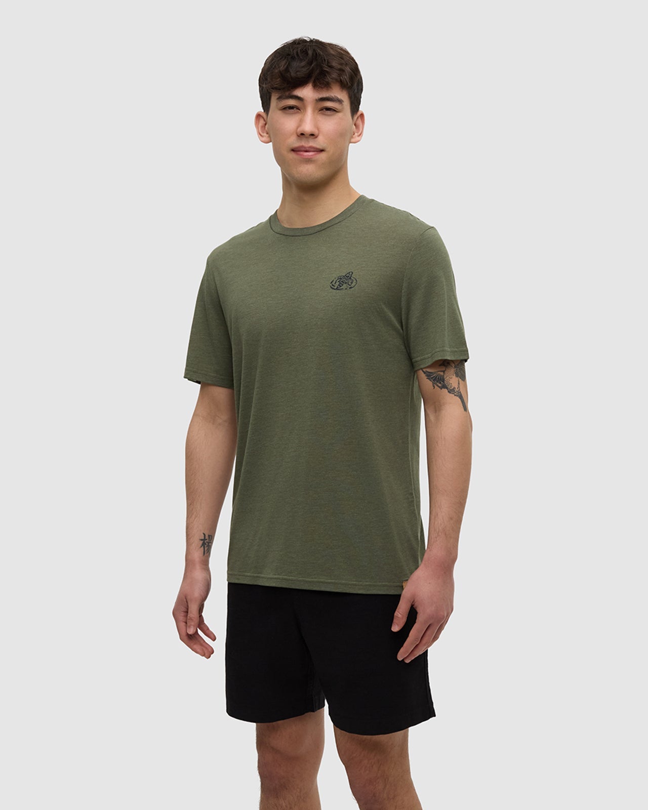 Tentree Men's Have You Seen Him Floatie T-Shirt - Deep Olive Heather Midnight Blue