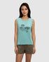 Tentree Women's Haitian Hibiscus Tank - Turquoise Sky Graphite