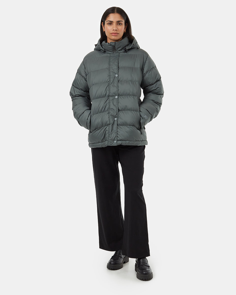 Tentree Ungendered Cloud Shell Mid-Length Puffer - Urban Green