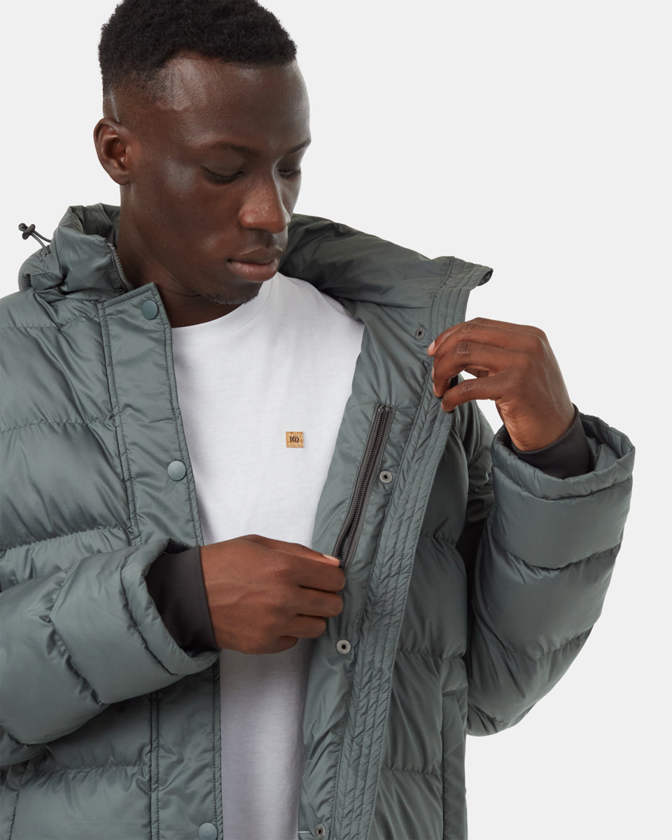Tentree Ungendered Cloud Shell Mid-Length Puffer - Urban Green