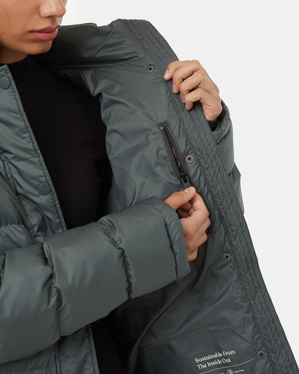 Tentree Ungendered Cloud Shell Mid-Length Puffer - Urban Green