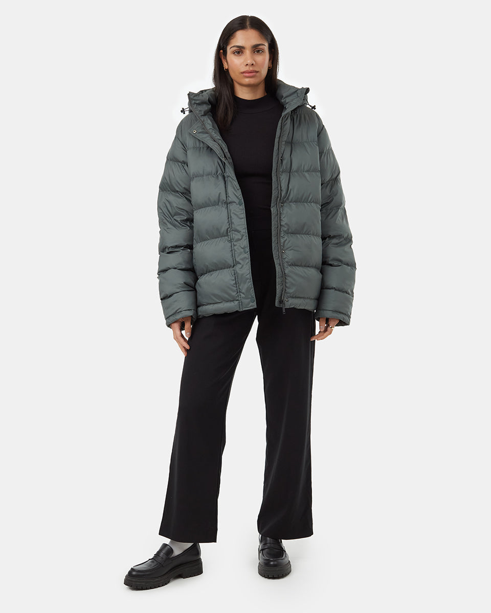 Tentree Ungendered Cloud Shell Mid-Length Puffer - Urban Green