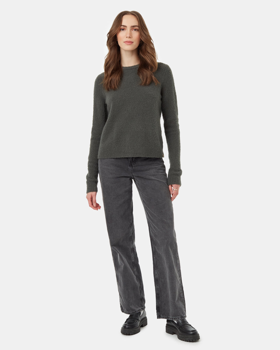 Tentree Women's Highline Fuzzy Crew Sweater - Urban Green