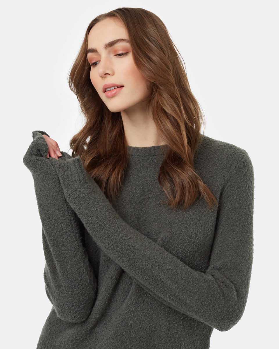 Tentree Women's Highline Fuzzy Crew Sweater - Urban Green