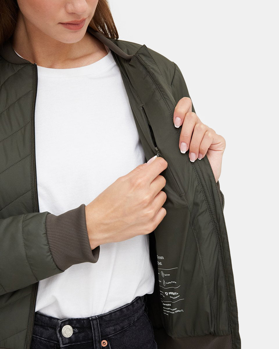 Tentree Cloud Shell Bomber Jacket - Black Olive Green