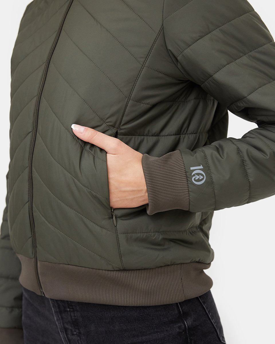 Tentree Cloud Shell Bomber Jacket - Black Olive Green