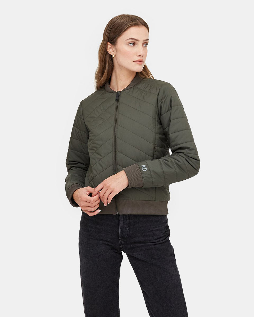 Tentree Cloud Shell Bomber Jacket - Black Olive Green