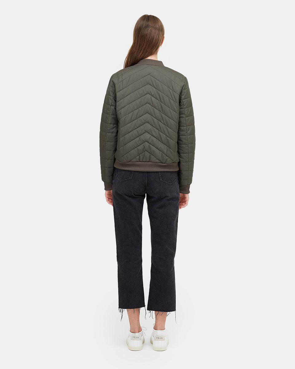 Tentree Cloud Shell Bomber Jacket - Black Olive Green