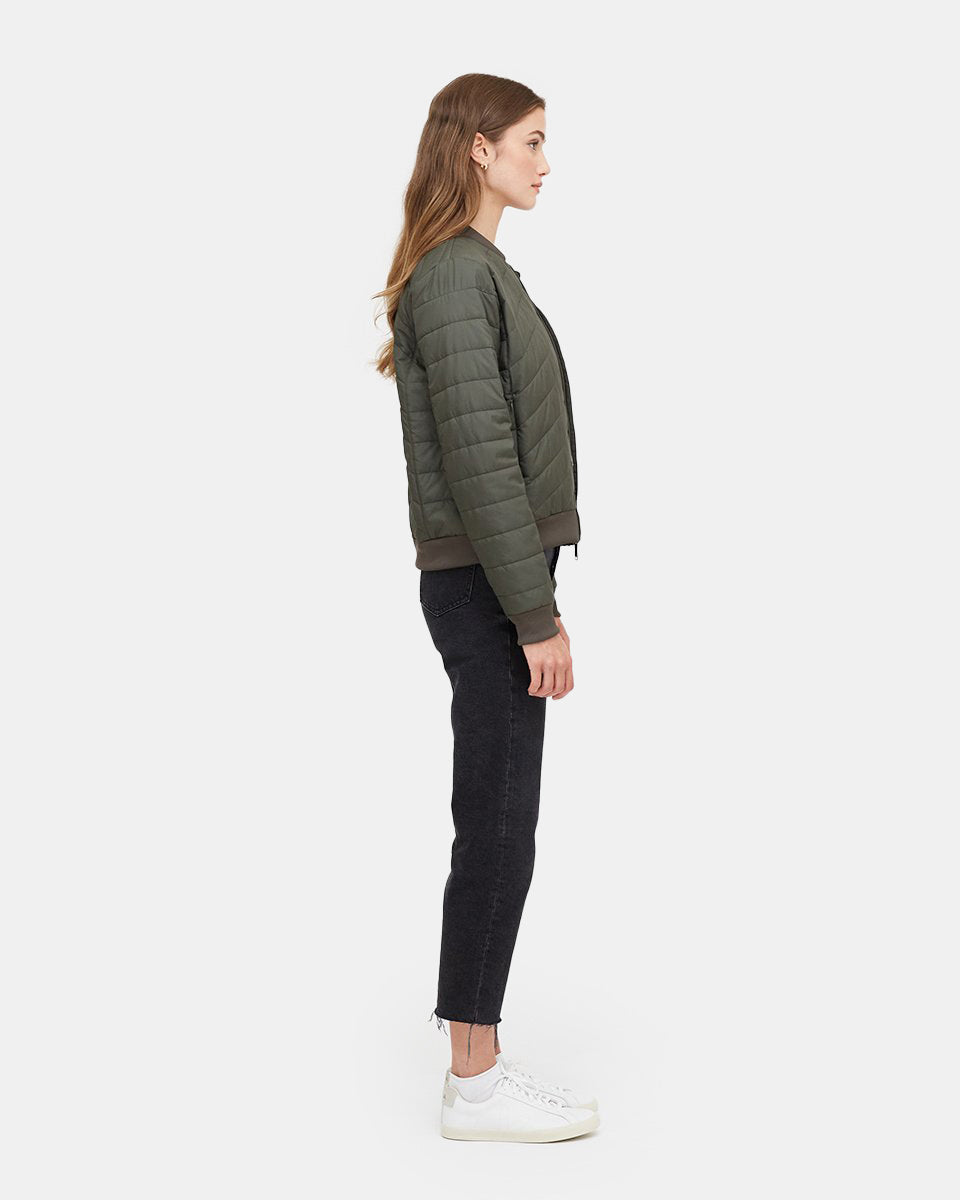 Tentree Cloud Shell Bomber Jacket - Black Olive Green