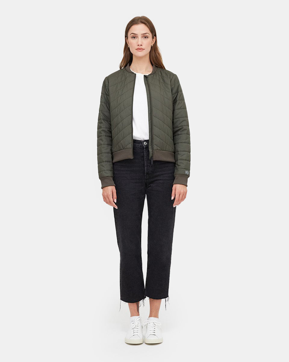 Tentree Cloud Shell Bomber Jacket - Black Olive Green