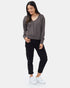 Tentree Women's Ponte V-Neck Top - Black Olive Green