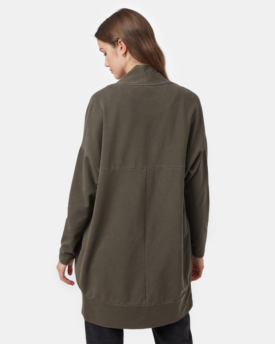 Tentree French Terry Cocoon Cardigan - Black Olive Green