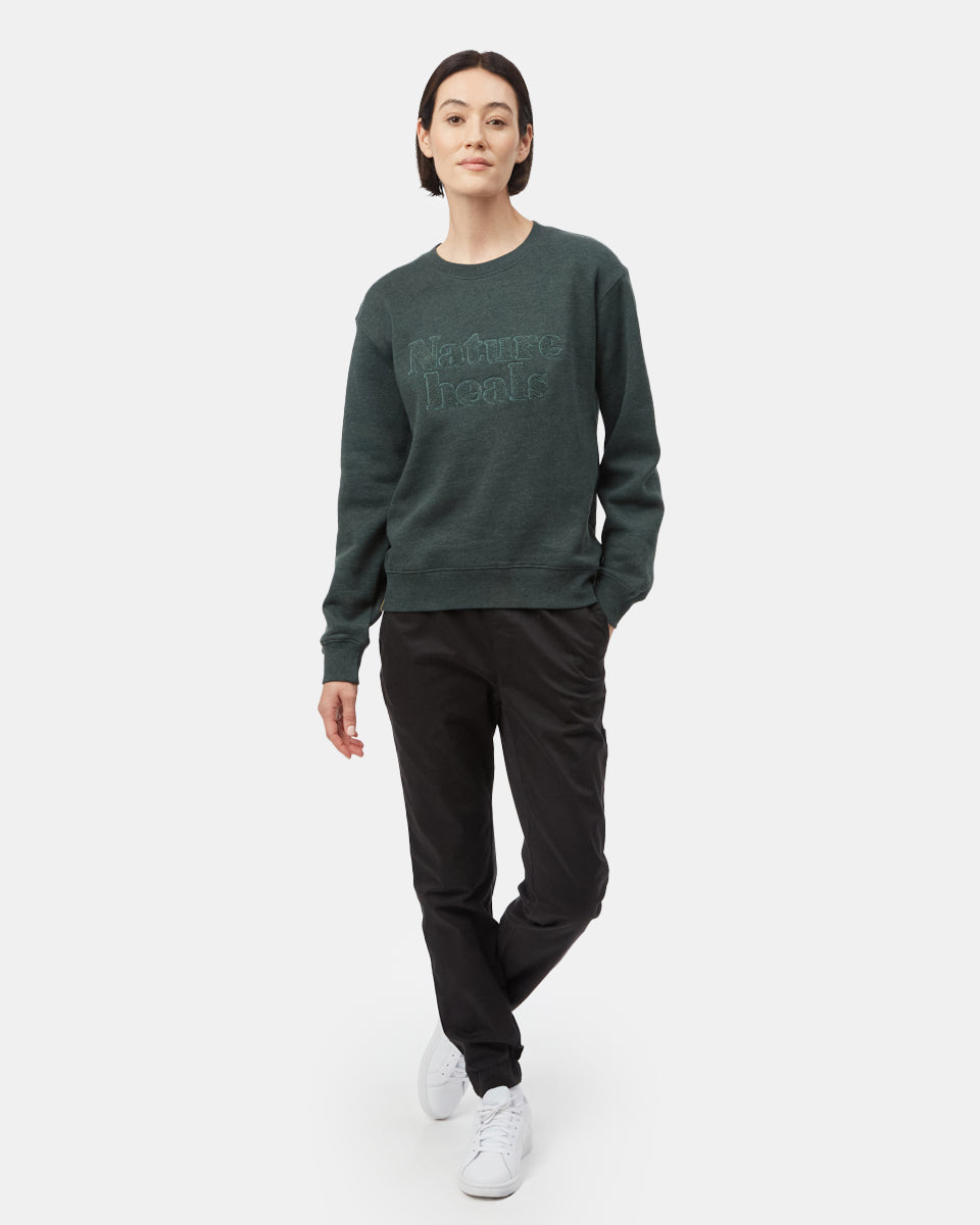Tentree Nature Heals Crew - Dark Forest Green Heather