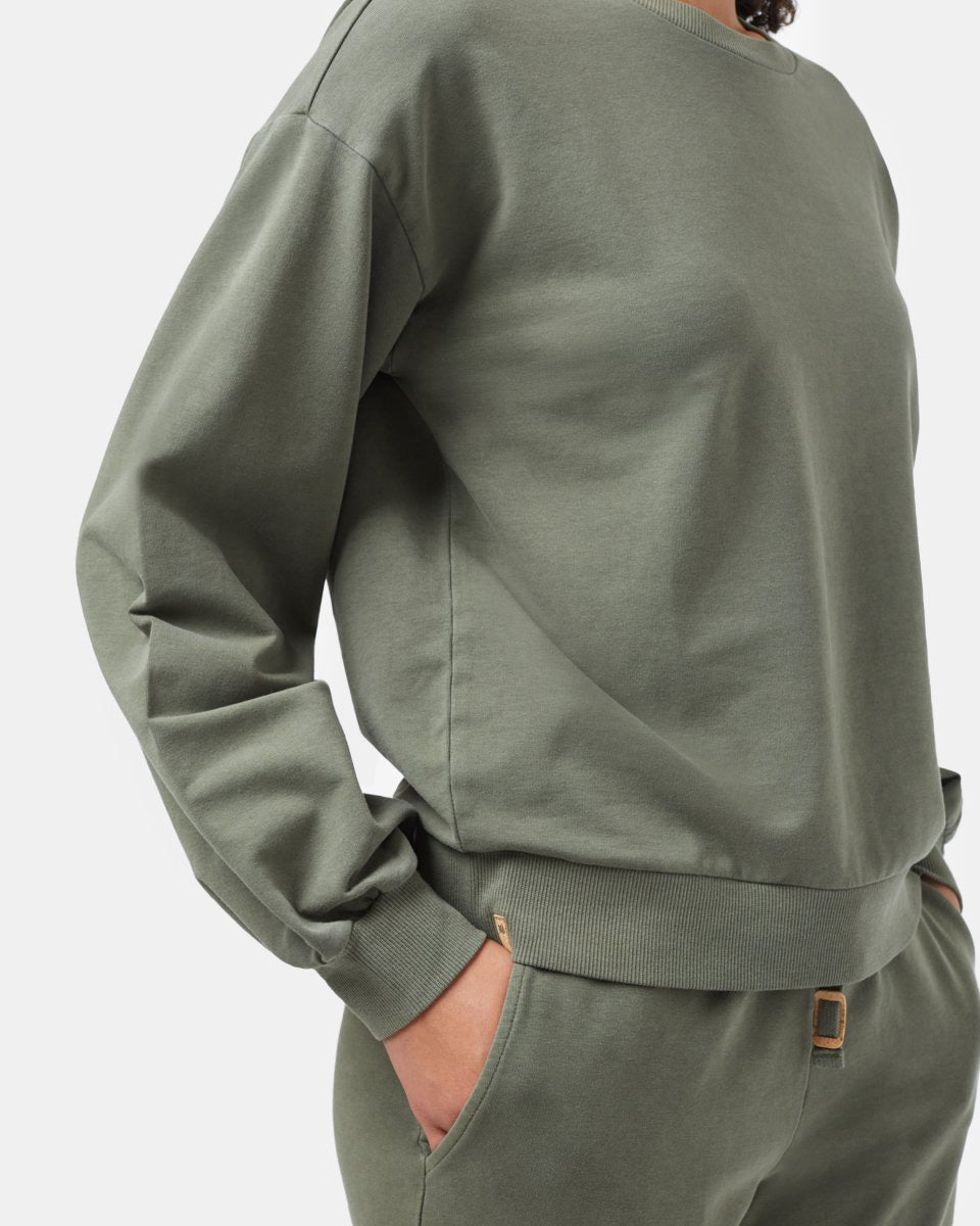 Tentree French Terry Balloon Sleeve Crew - Olive Night Green
