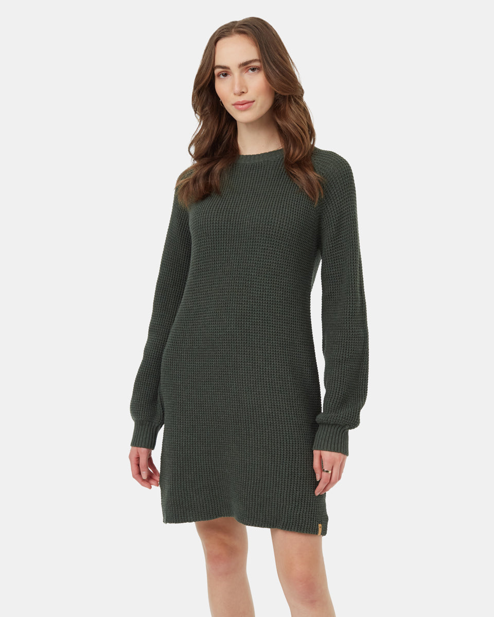 Tentree Women's Highline Crew Neck Dress - Dark Kombu Green Heather