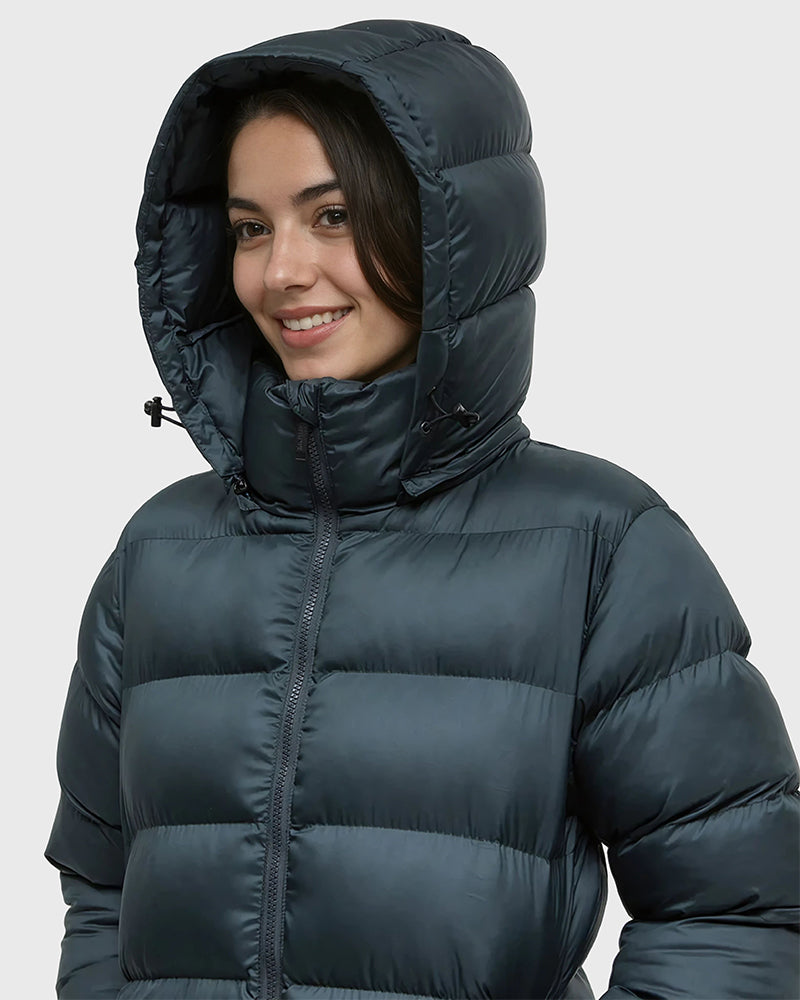 Tentree Women's Lookout Long Puffer - Forest River Green