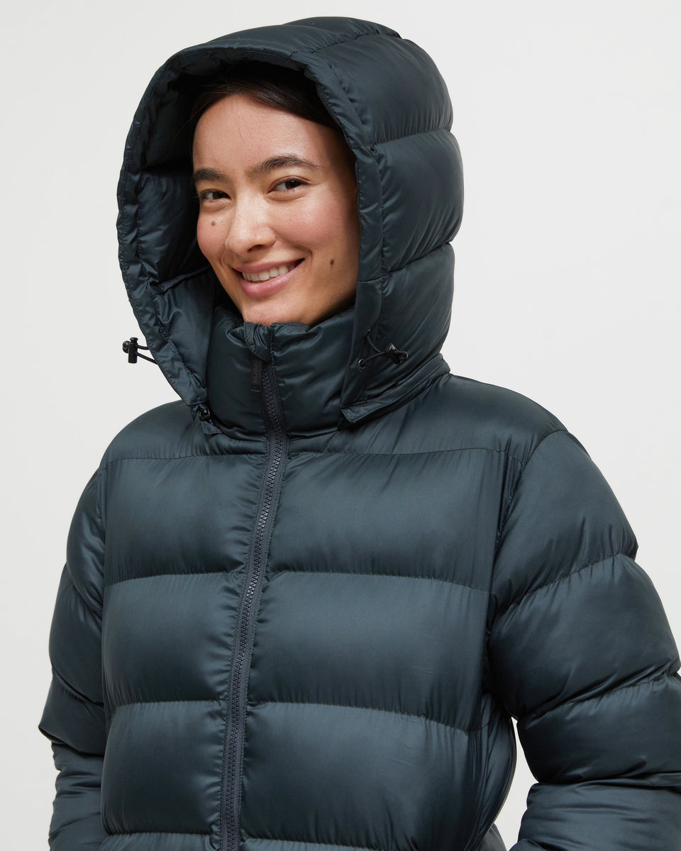 Tentree Women's Lookout Long Puffer - Forest River Green