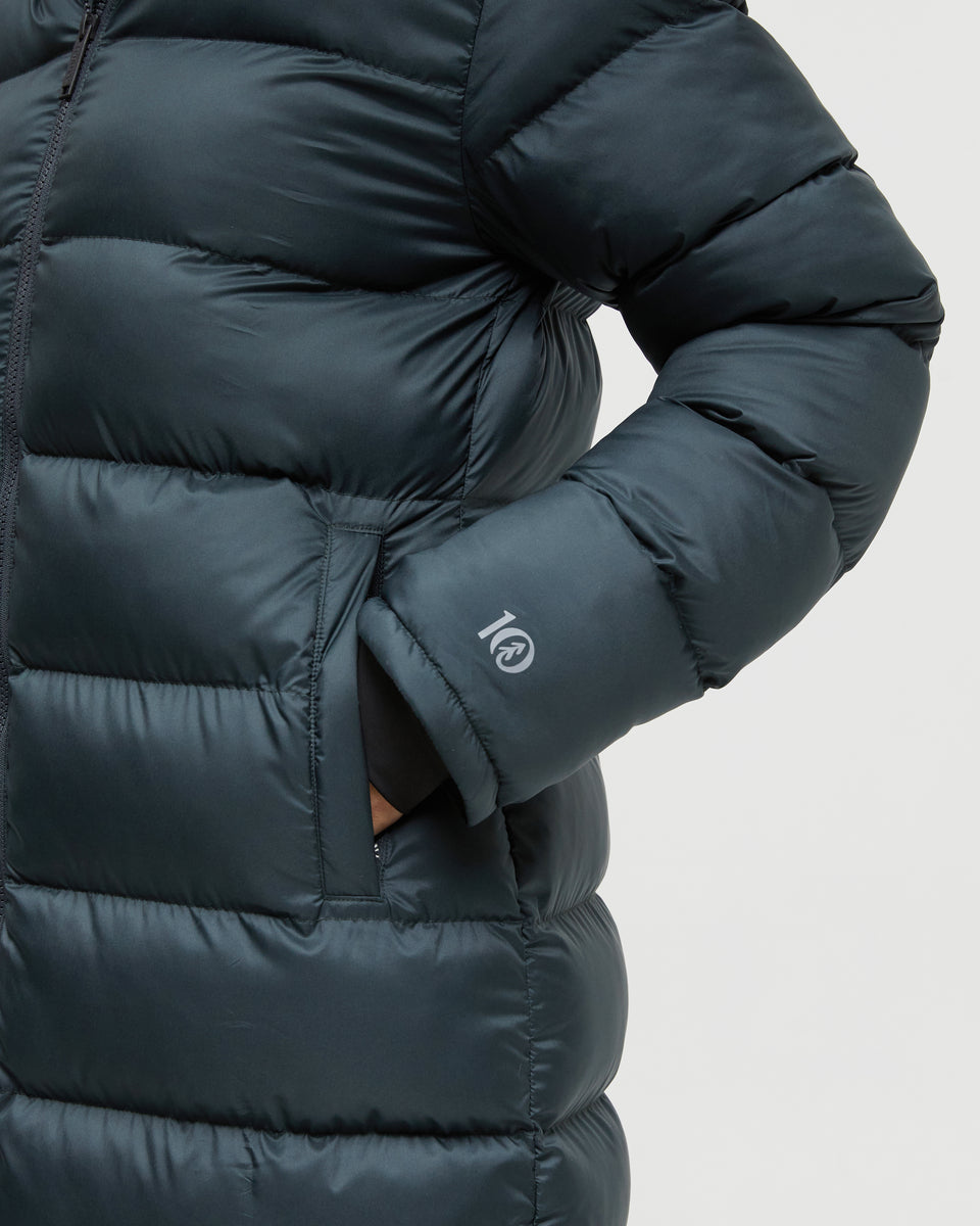 Tentree Women's Lookout Long Puffer - Forest River Green