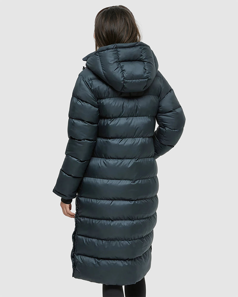 Tentree Women's Lookout Long Puffer - Forest River Green