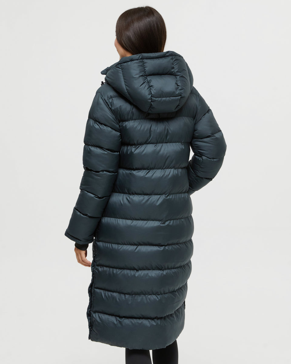 Tentree Women's Lookout Long Puffer - Forest River Green