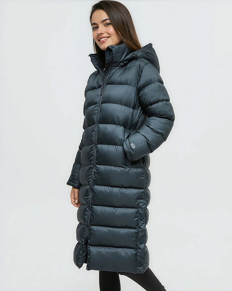 Tentree Women's Lookout Long Puffer - Forest River Green