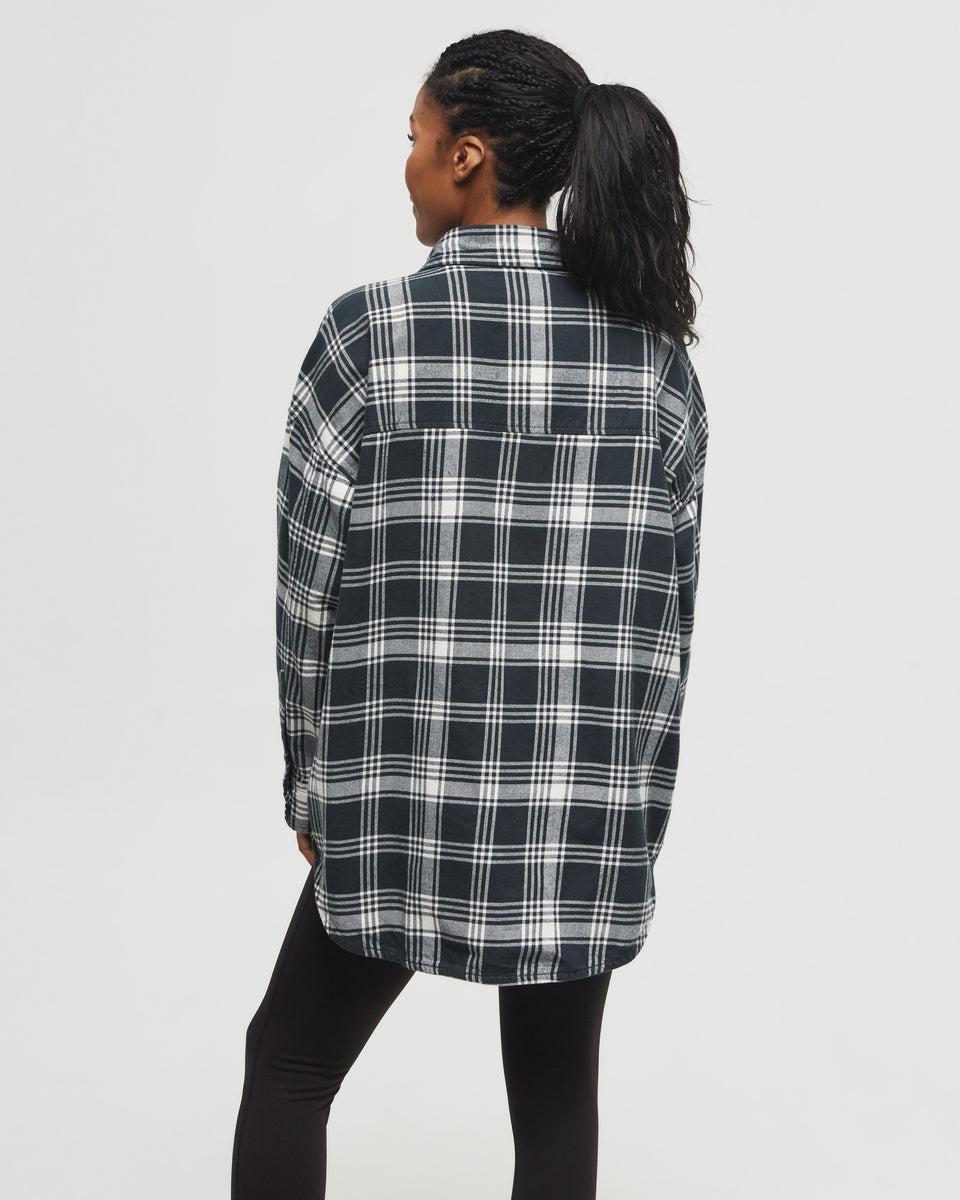 Tentree Women's Fernwood Flannel Shirt - Forest River Green Window Plaid