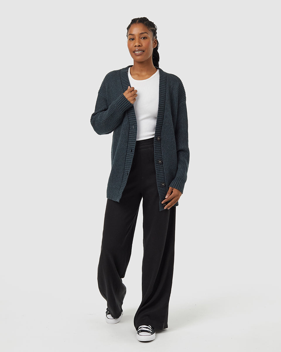 Tentree Women's Highline Oversized Button Cardigan - Forest River Green Heather