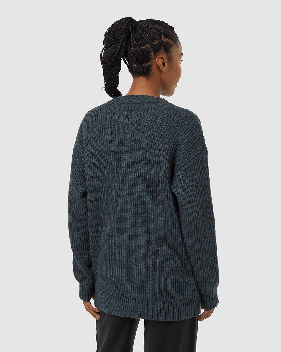 Tentree Women's Highline Oversized Button Cardigan - Forest River Green Heather