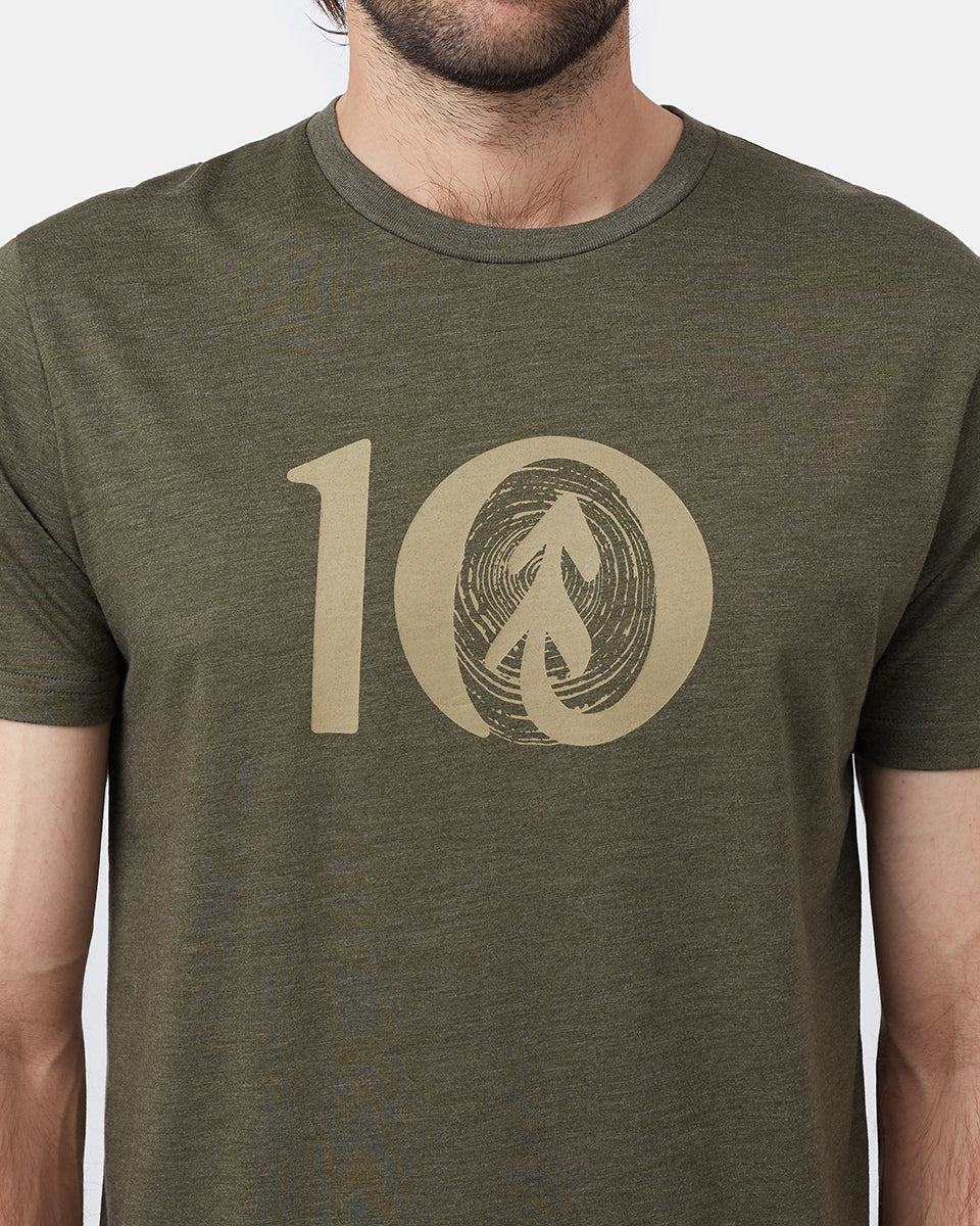Tentree Woodgrain Ten T-Shirt - Olive Night Green Heather