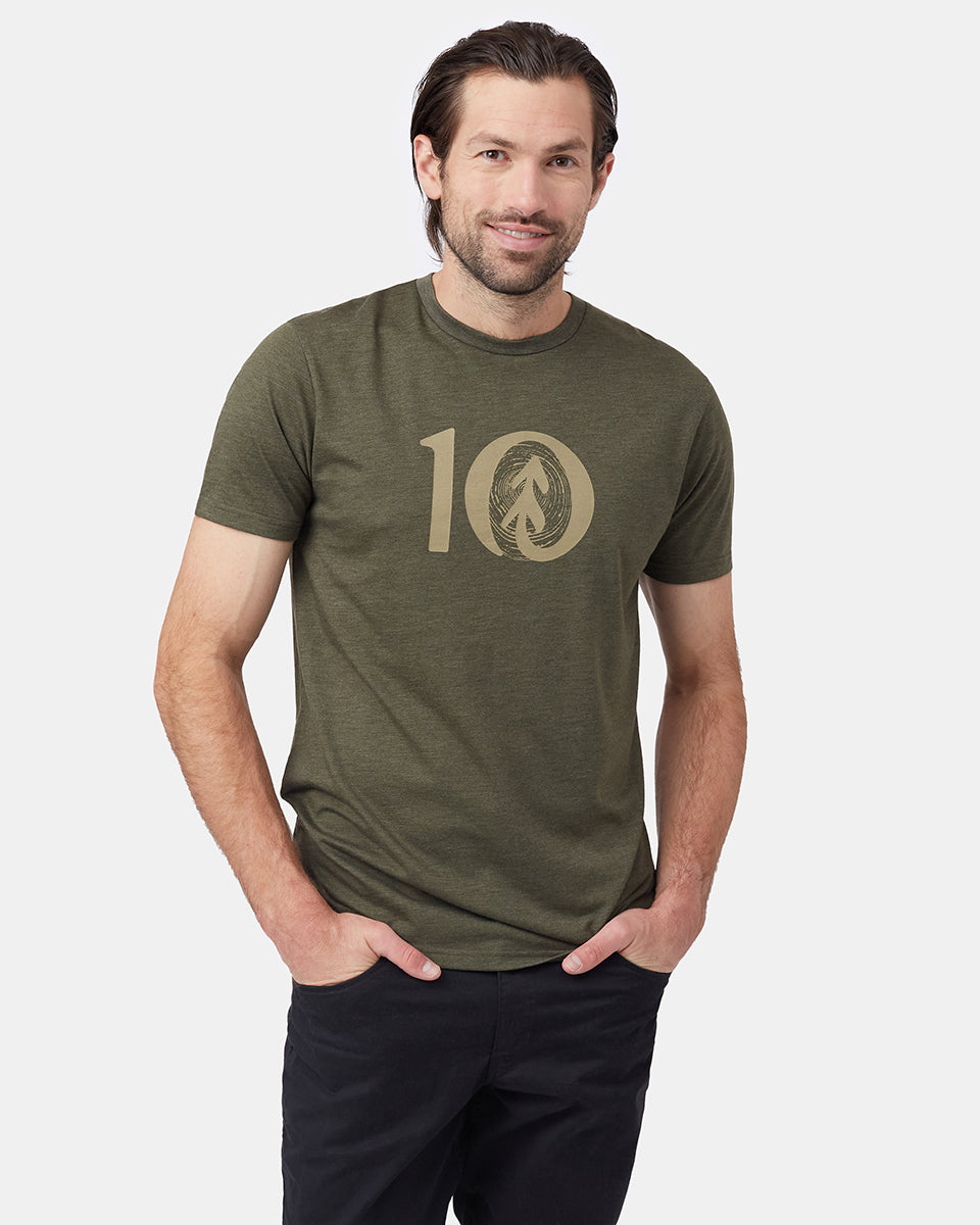 Tentree Woodgrain Ten T-Shirt - Olive Night Green Heather