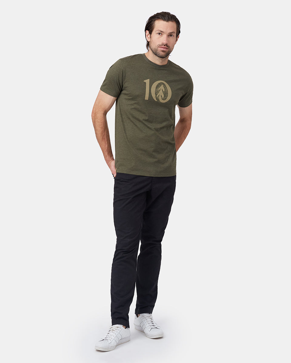 Tentree Woodgrain Ten T-Shirt - Olive Night Green Heather