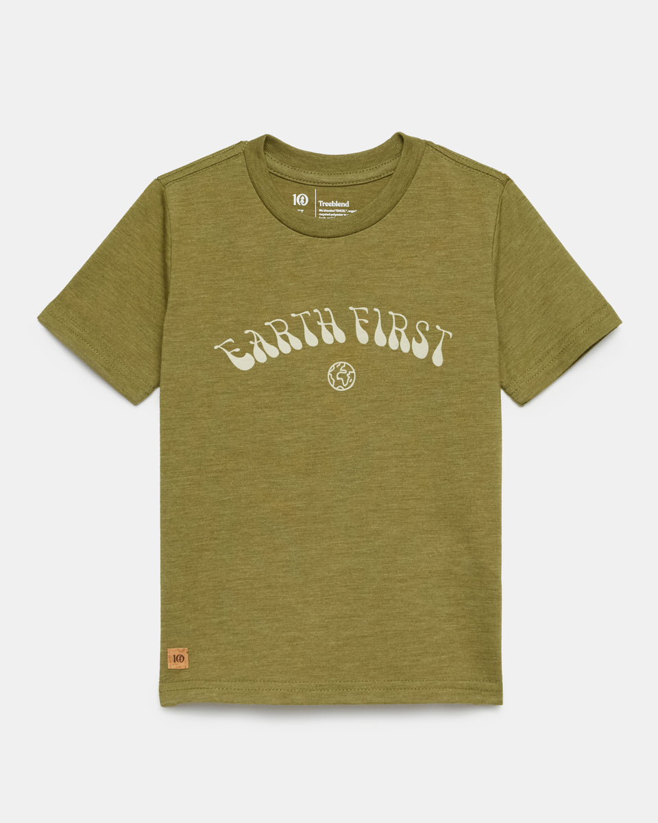 Tentree Kids Earth First T-Shirt - Olive Branch Heather