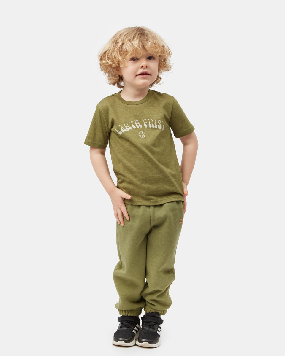 Tentree Kids Earth First T-Shirt - Olive Branch Heather
