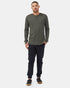 Tentree TreeWaffle Henley Longsleeve - Black Olive Green Heather