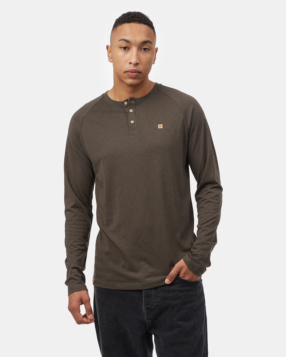 Tentree TreeBlend Baker Henley Longsleeve - Black Olive Green