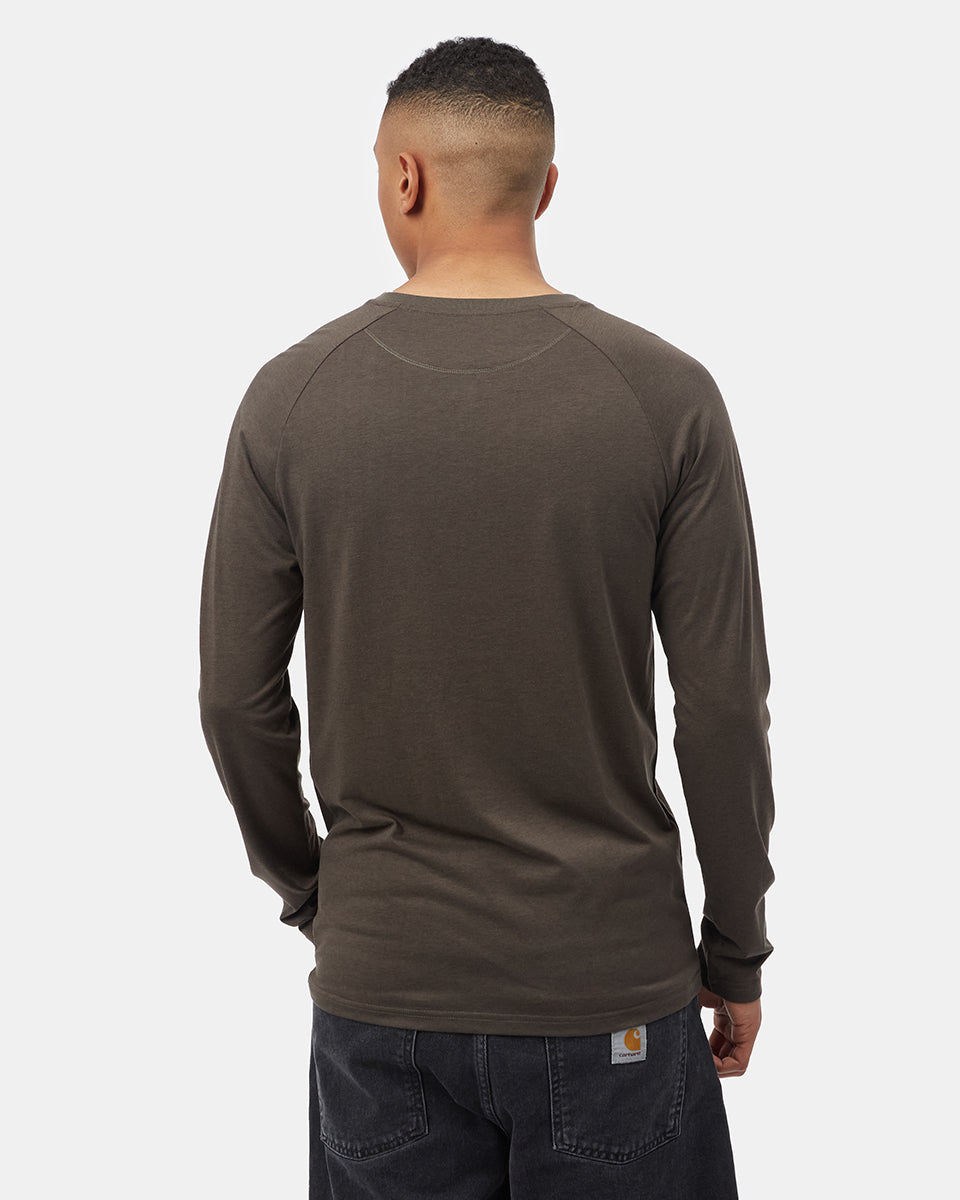 Tentree TreeBlend Baker Henley Longsleeve - Black Olive Green