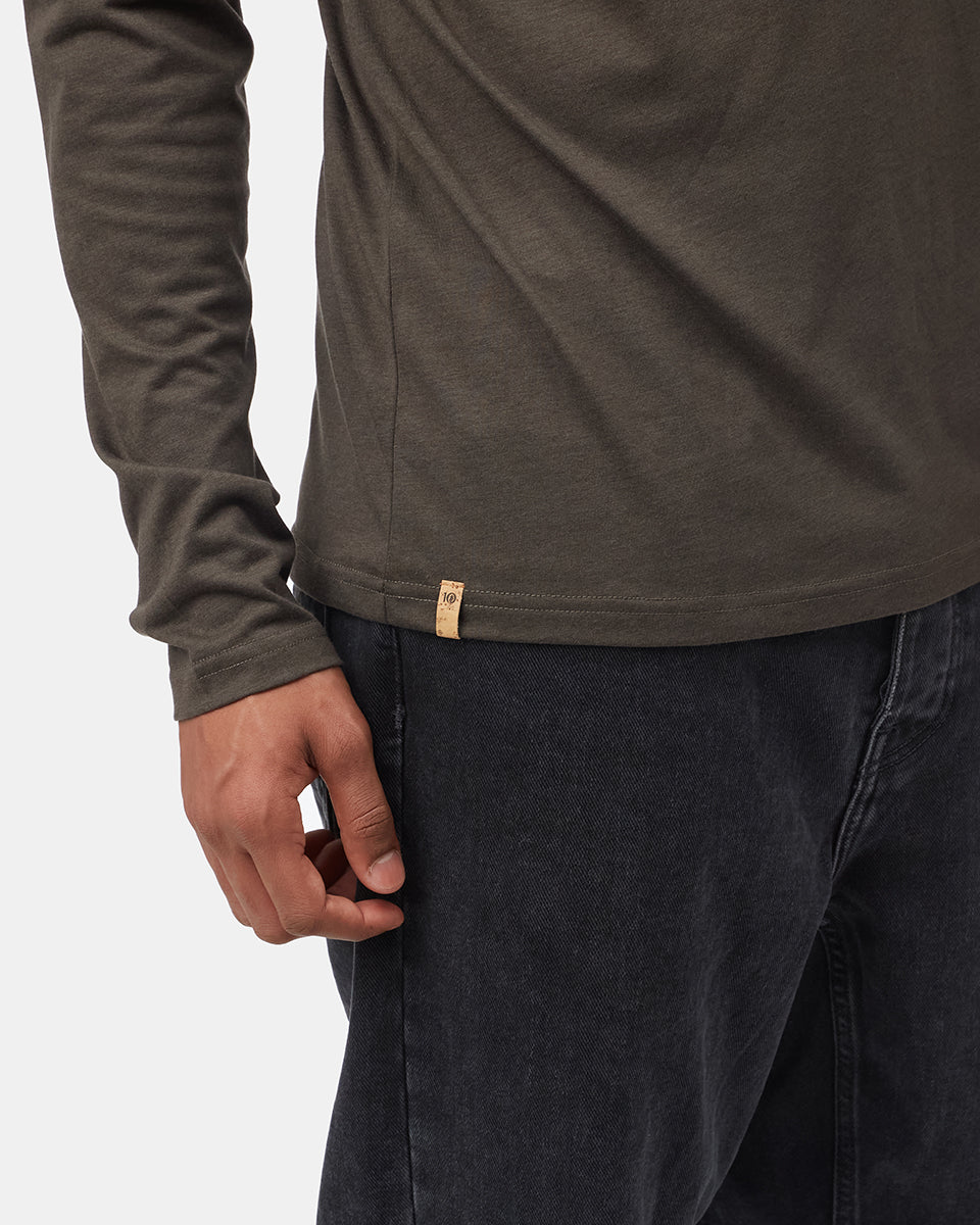 Tentree TreeBlend Baker Henley Longsleeve - Black Olive Green
