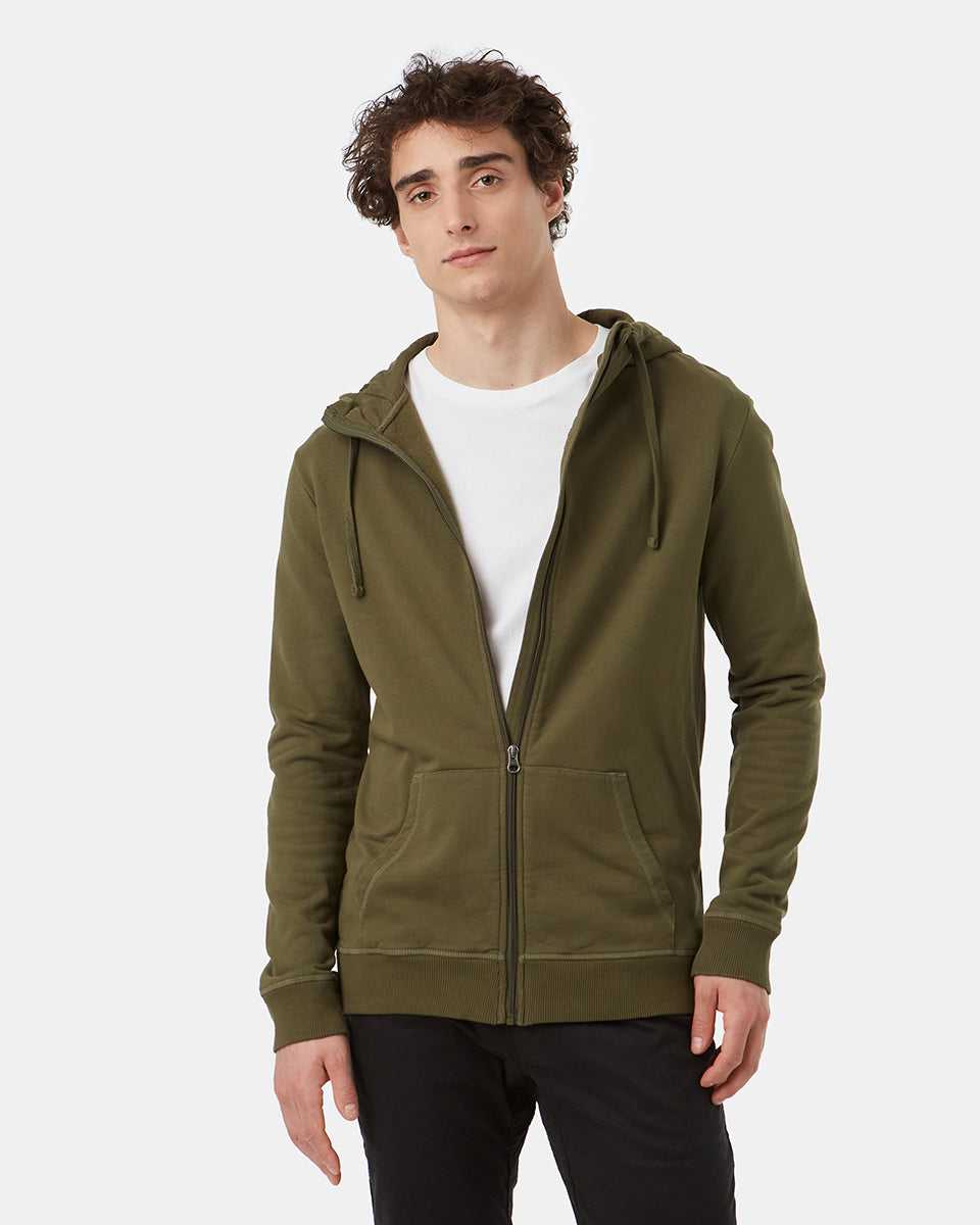 Tentree Organic Cotton Zip Hoodie - Olive Night Green